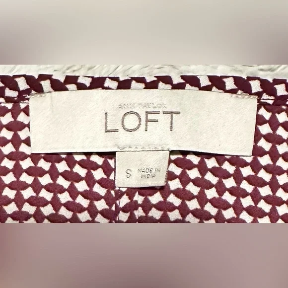 LOFT Maroon Red and White Patterned Tank Top - Picture 4 of 7